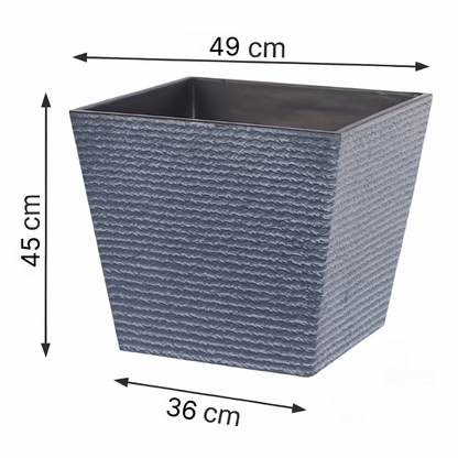 Strukturierter quadratischer Kunststoff-Blumentopf in Steinoptik
