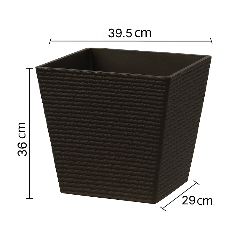 Strukturierter quadratischer Kunststoff-Blumentopf in Steinoptik