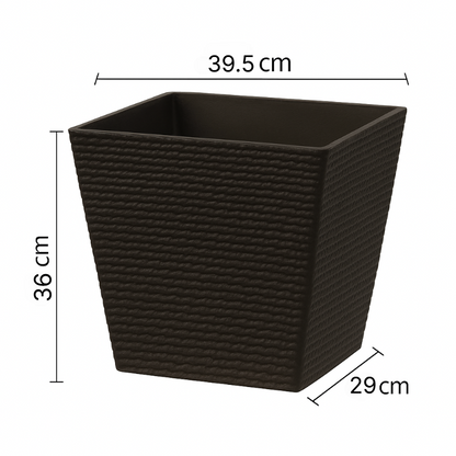 Strukturierter quadratischer Kunststoff-Blumentopf in Steinoptik